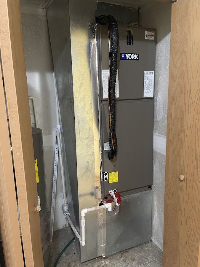 York indoor air handler and ductwork installed by Smith Central